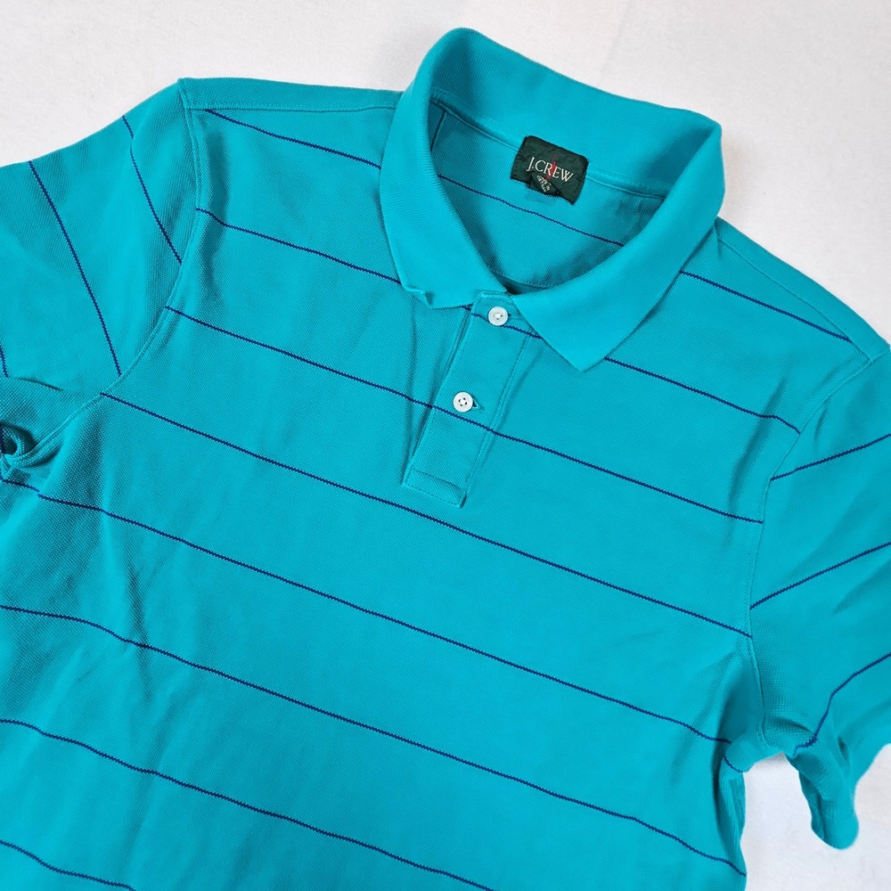 VTG J.Crew Orasman 90s Mens Slim Fit Polo Shirt Large Striped Short Sleeve Pique